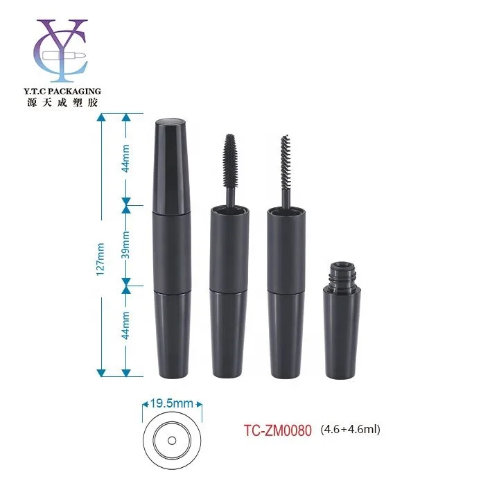 
cosmetic packaging 13ml empty custom double ended mascara tube eyelash custom logo with brush 