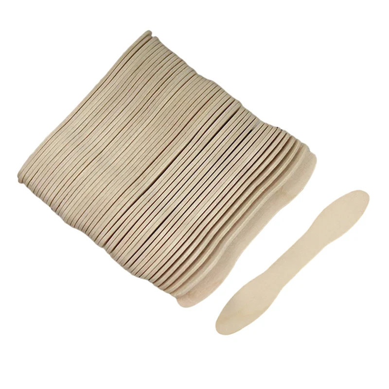 Disposable100% Birchwood Ice Cream Wooden Stick and Spoon ice Cream Tools Color Birch Wood