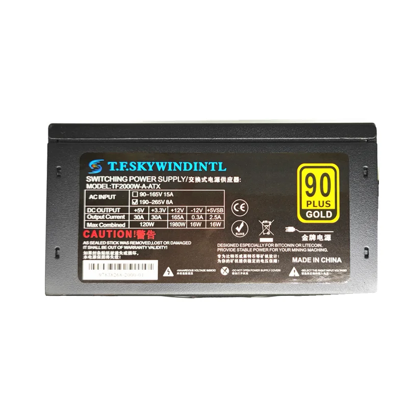  Блок питания для майнинга 2000 Вт 8 ГП 1800 2400 блок ATX RX470 RX580 RX570 RX560 Pico Asic Майнинг