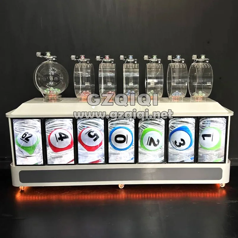 Air blown 7D multi-cylinder lottery ball machine with TV to show lotto balls