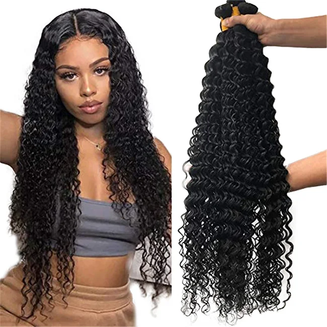 Long Deep Curly Hair Wholesale 10A 12A Mink Virgin Brazilian Remy Human Hair Bundle Raw Cuticle Aligned Hair Extensions