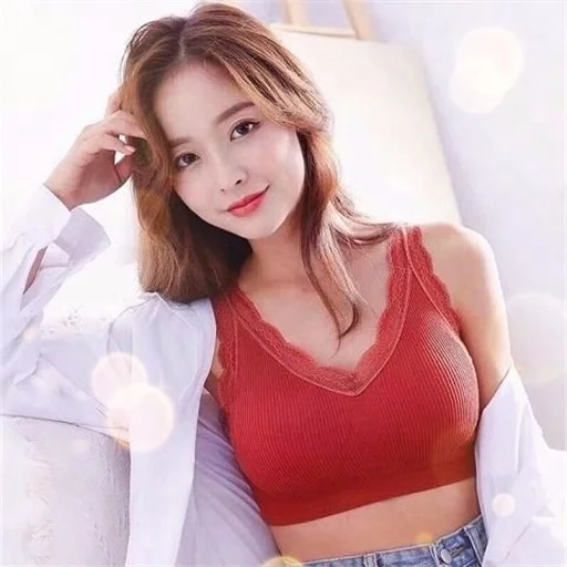 
Lace halter belt beautiful vest gathered without steel ring mark thin sports wipe bra bra female student han version 
