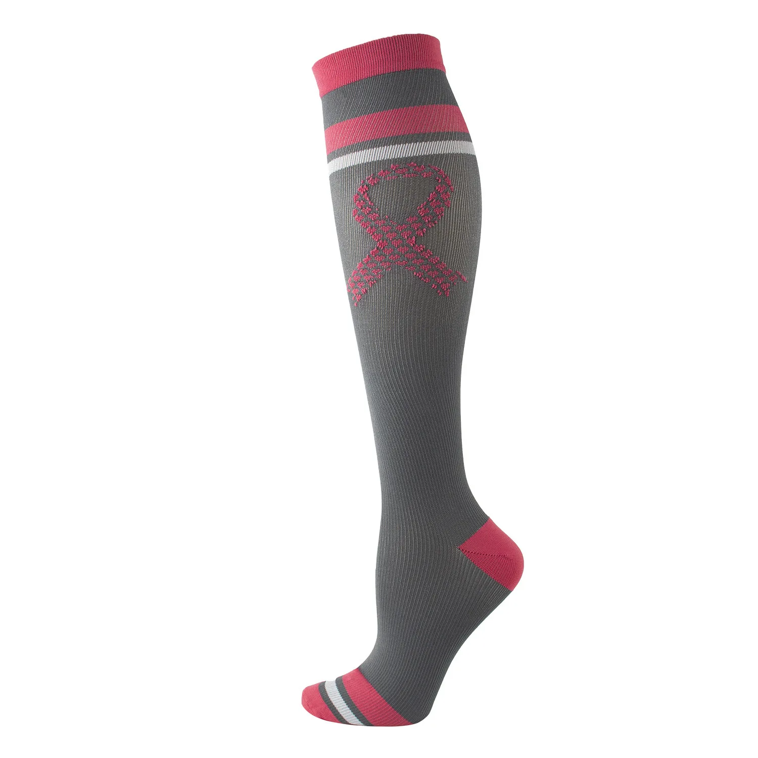 Girls Jacquard Breathable Calf Socks Design Section Pink Daily Sport Compression Socks Lovely Fashionable Sweetheart Nylon Socks