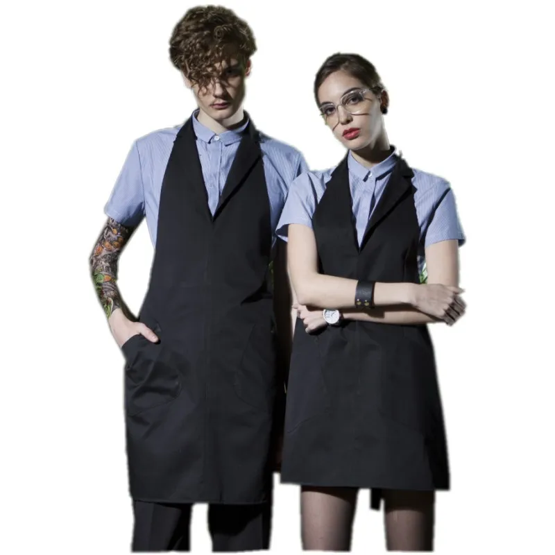 Korean Hanging Neck Suit Collar Coffee Shop Hotel Work Clothes Waiter Waitress Cleaning Uniform Apron