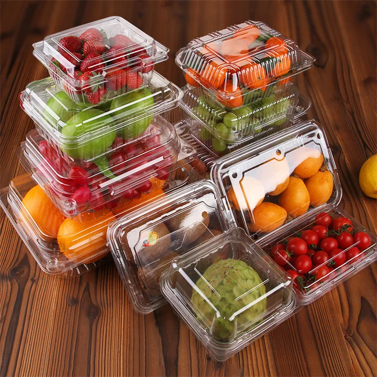 Custom Fresh Fruit Strawberry Transparent Packaging Box Disposable Plastic Clamshell Food Packing Container Machine