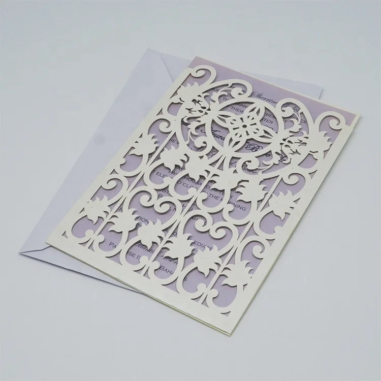 
Chinese hot sale laser cut wedding invitation greeting card with insert card 