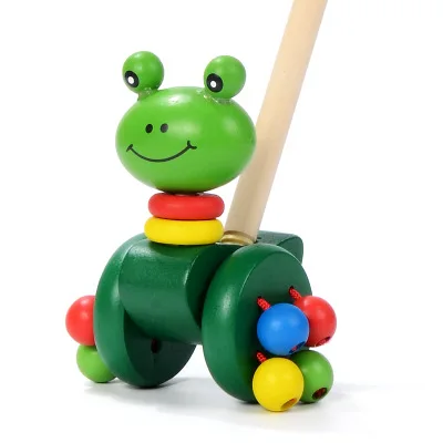 Classic World Wooden Push-Along Ducky,Push Pull Activity Walking animal toy ,Baby Walker Push Toy