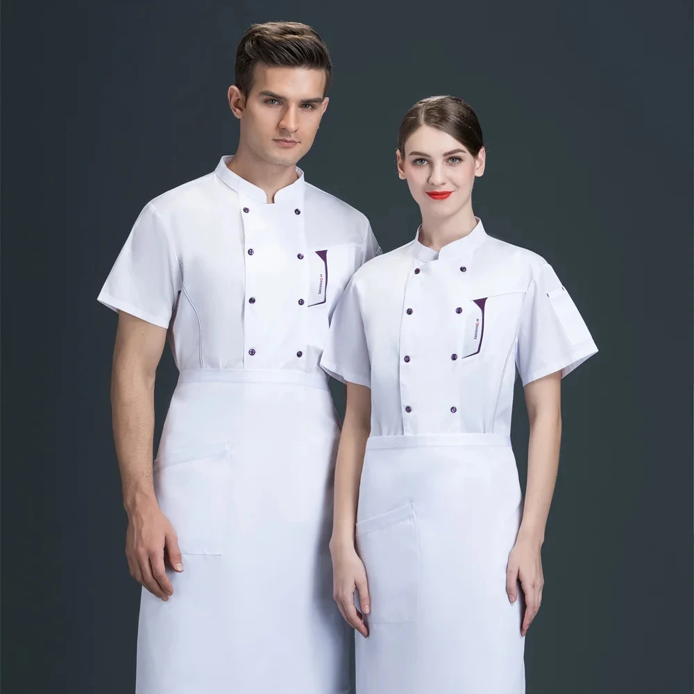 Fashion Kitchen Food Service Chef Uniform For Man Custom Logo Workwear Cook Shirts For Restaurant Cafe Barber chef coat jacket