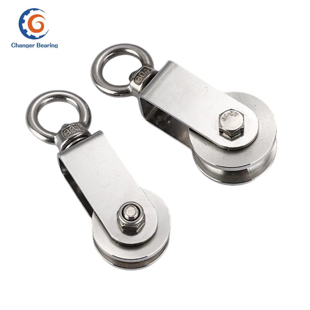 Stainless Steel 30/34 U Type Swivel Pulley Heavy Duty Cable Pulley Block Wheel for Wire Rope