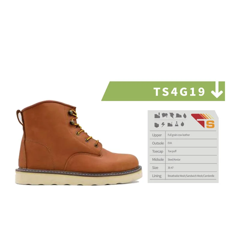 Custom Safety Work Shoes Full Grain Cow Leather Steel Toe Smash-proof Safety Boots Women Safety Shoes