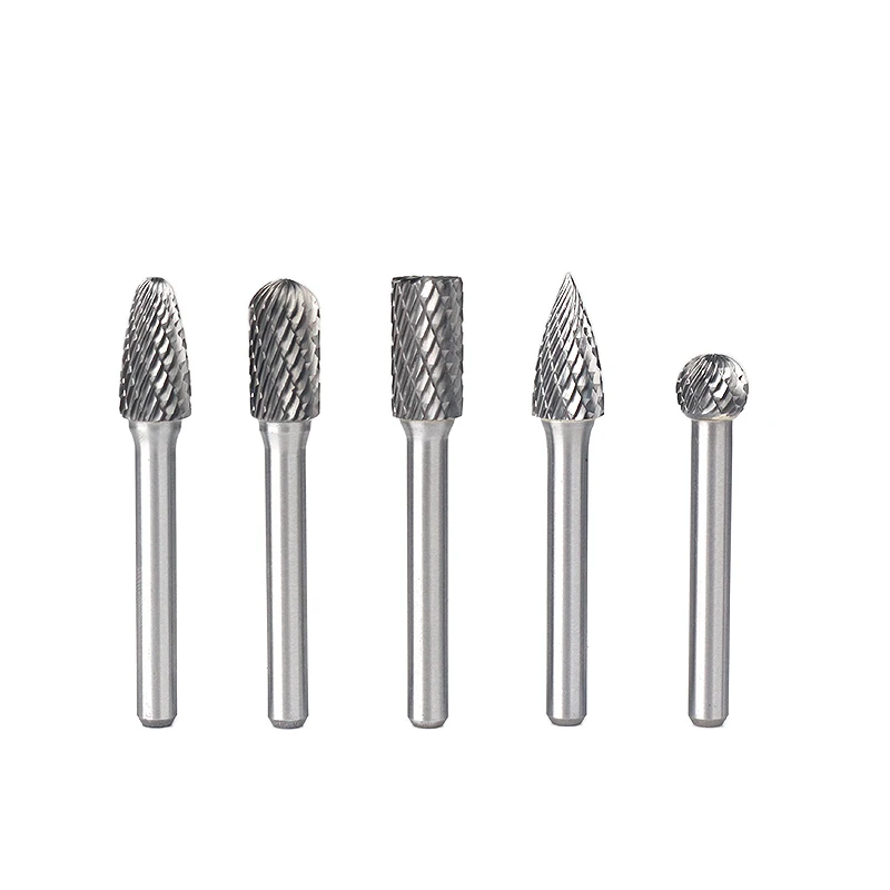 wanya Wholesale Manufacturer OEM 5 pieces 6 mm 1/4inch Shank Burr Set Tungsten Carbide Rotary Burrs for Diamond Grinding Cutting