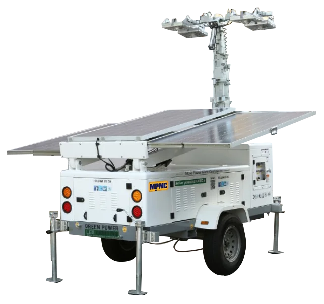 MPMC Mobile LED Light Tower Telescopic Mast Solar Light Tower  Portable Lighting Tower With 3/5 pcs PV Panel