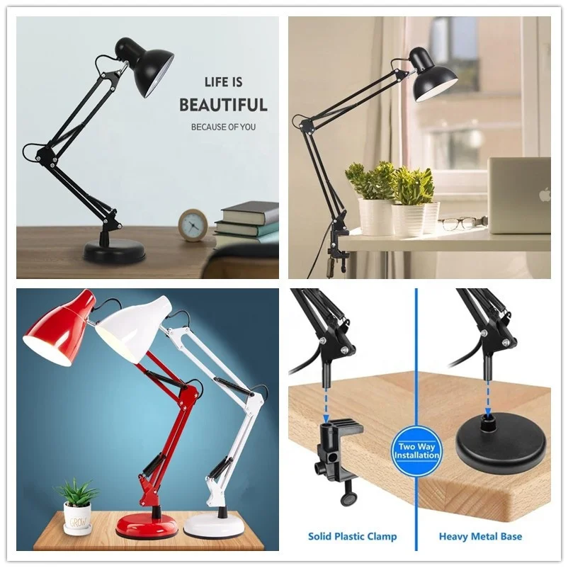 Magnifier Desk Lamp Dimmable LED Magnifying Lamp with Clamp and Stand Glass Lens Adjustable Swivel Arm Light