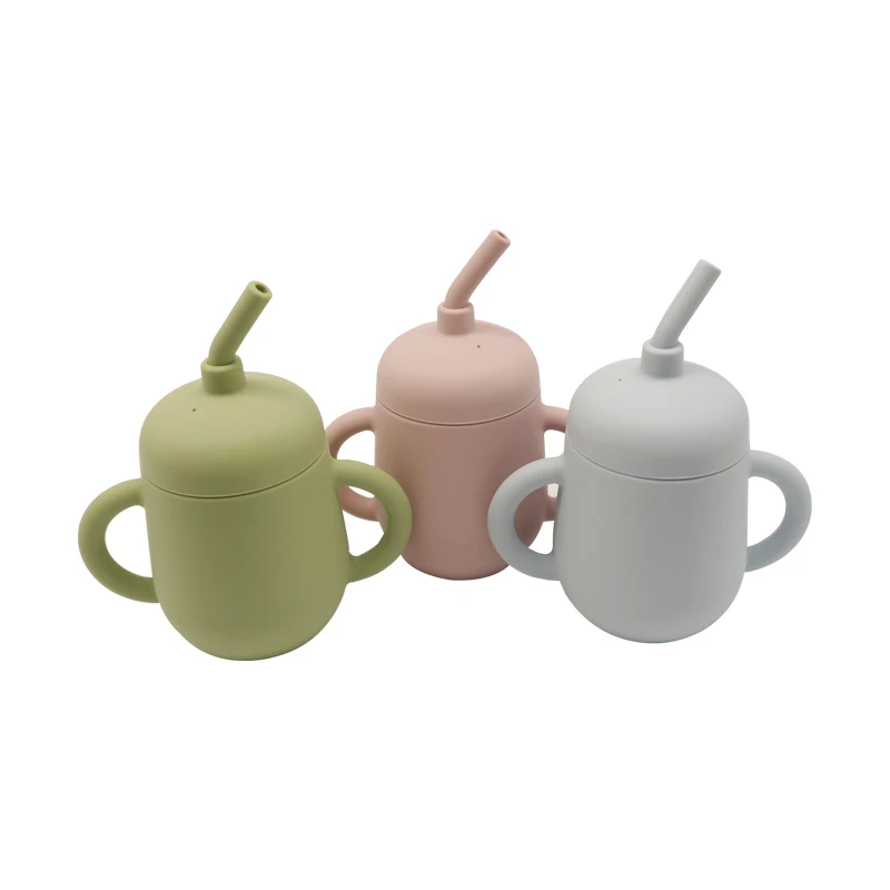 Food Grade Silicone Baby Sippy Cups with Handles Holder Kids Toddler Children Drinking Water Training Sippy Cup Wholesale
