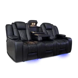 new design modern custom villa upholstered black loveseat 2 seater cinema home theatre leather recliner sofa