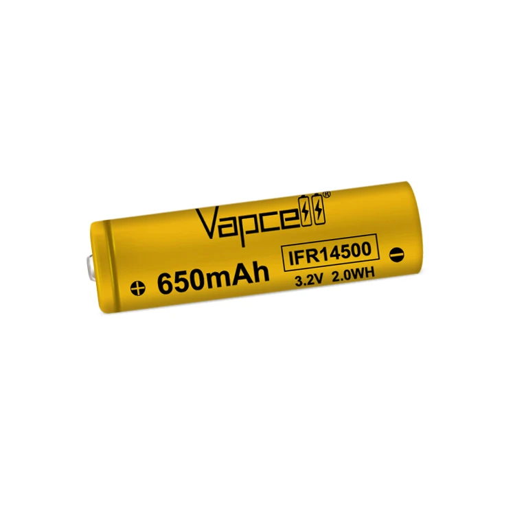 Vapcell 14500 3 2 V rechargrebel литий-ионная батарея IFR14500 650mAh 2A LIFEPO4 AA батареи для фонарика