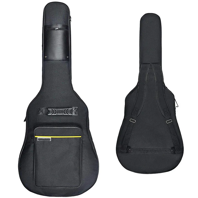 Custom 41 Inch Black Acoustic Guitar Bag Thick Padding Waterproof Guitar Case Gig Bag with Back Hanger Loop