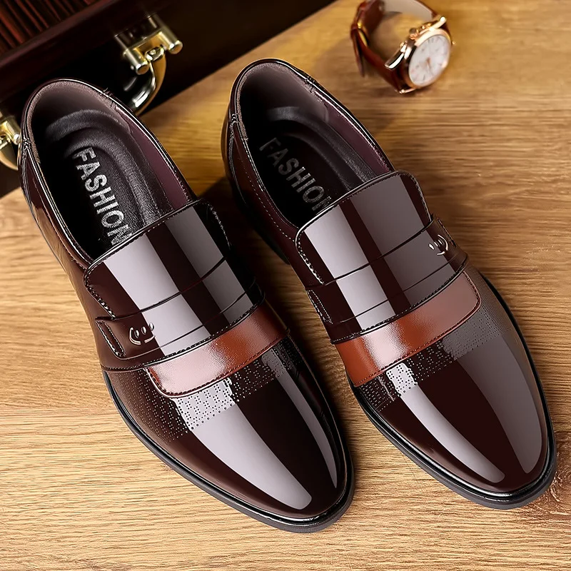 A070 Fashion Breathable Men Leather shoes large size Business dress shoes