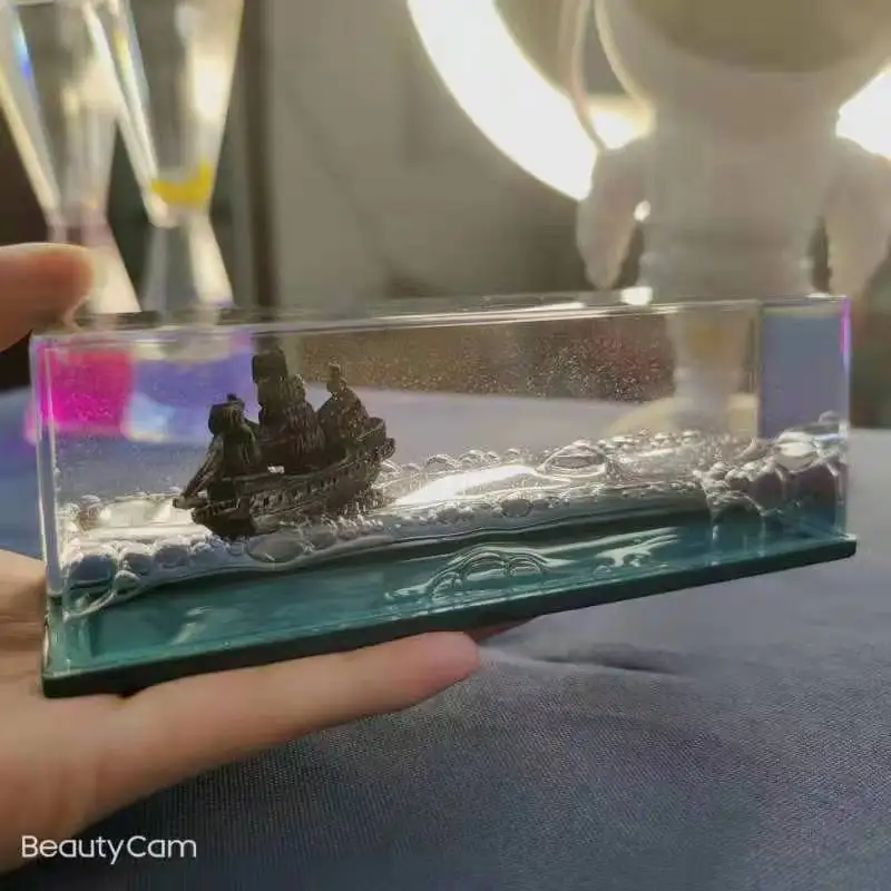 Жидкий корабль бумажный вес движение настольный Круизный декор морская модель фигурка Титаник мини-игрушки сенсорная лодка волна подарки на день рождения