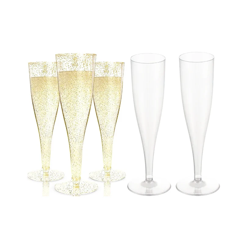 Custom Plastic Wine Goblets Glasses 1 Piece Champagne Flutes Personalized Champagne Flutes