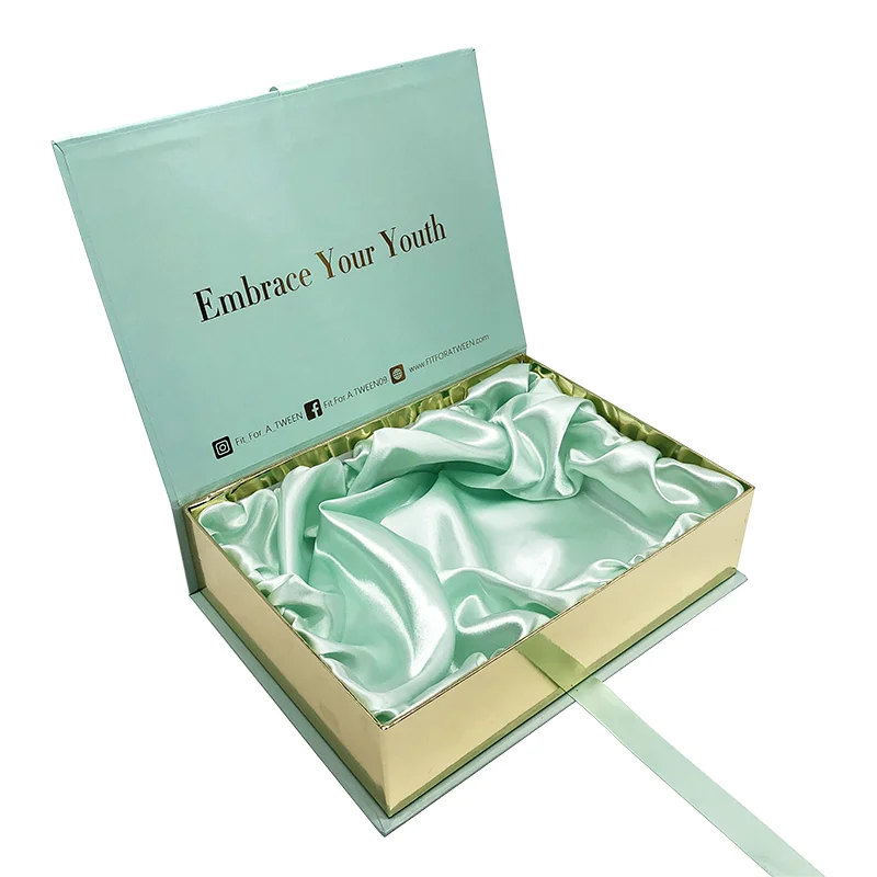 Custom Logo Cardboard Magnetic Box Packaging hair extension wig box for Clothing Jewelry Skincare Makeup box with satin lining