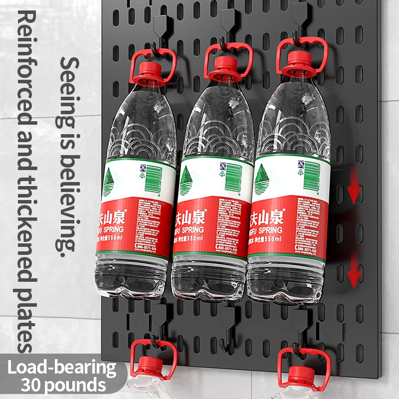 High Quality Home Wall Hanger Hole Board Organizer Rack Plastic Tray Box Hooks Self Adhesive Kitchen Wall Mounted Shelf Rack Set