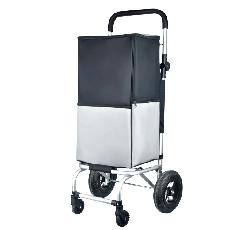 Wholesale foldable stair climbing 4 wheel shopping carts cloth bag caster fabric trolleys