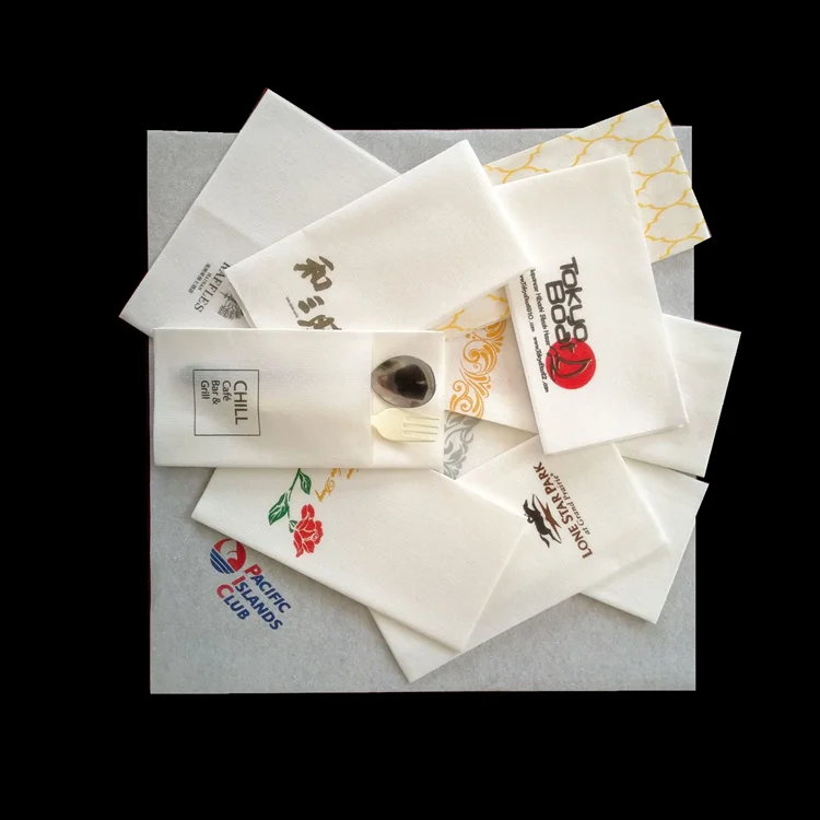 
Printed tissue luxury white airlaid linen feel paper napkin for table displace wedding dinner for restaurant 