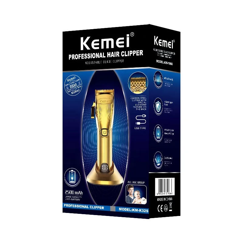 2020 Новый KEMEI-K32S парикмахерской перезаряжаемые все металлические электрическая машинка для стрижки волос выпрямитель мужчин машинки