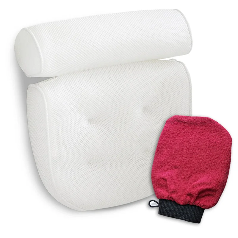 
Luxury 3D Spa Bath Pillow With Bath Mitt Set 