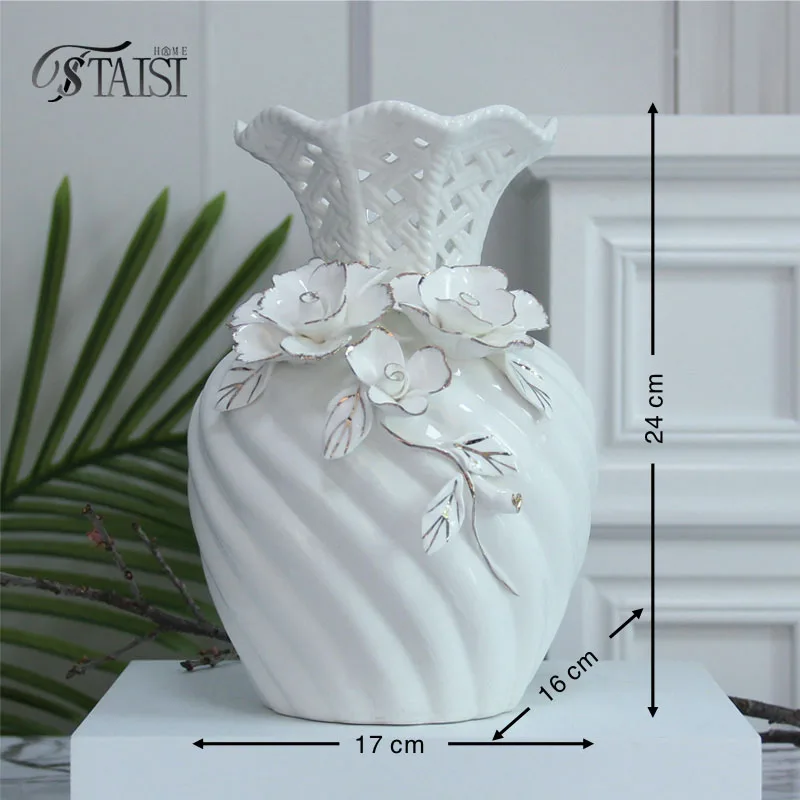 V243W porcelain stria vases for wedding center piece handmade vase set big vase decoration for hallway