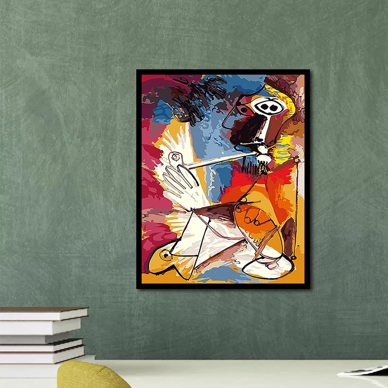 Factory Wholesale Frame Picasso Abstract Nordic Style Adult Paint By Number Print On Canvas A Woman Under The Lamp Oil Painting