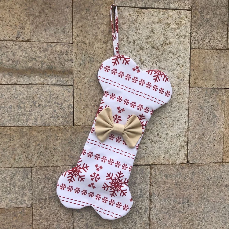 4 Design Hanger Gift Funny Sock Personalized Pet Stocking Custom Bone Christmas Stocking With Bow