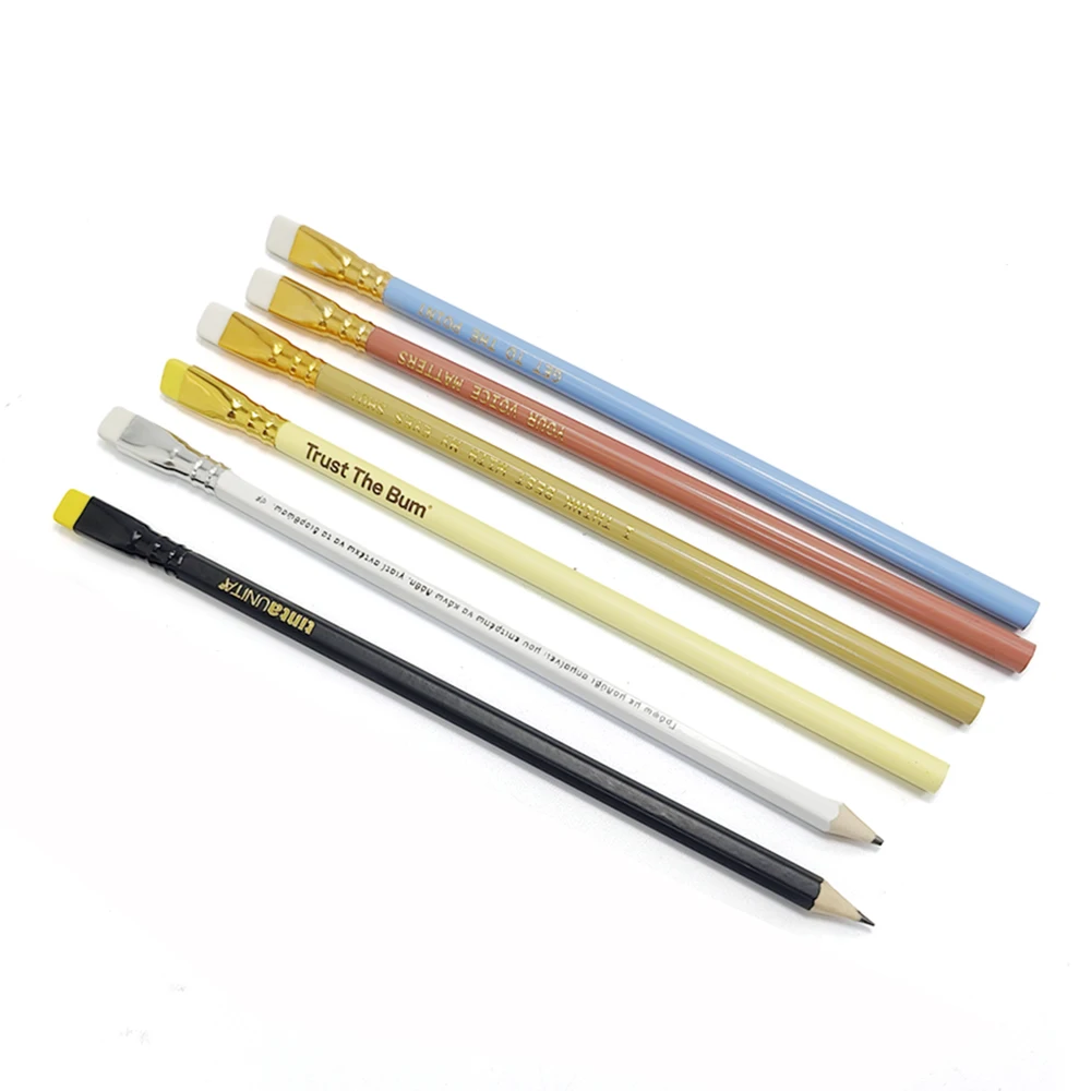 Manufacturer hot wholesale office stationery supplies fashion customized print wood pencils eraser top sketch Pencil With Logo