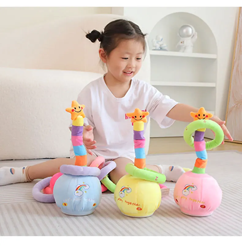 Hot selling plush electric luminescent music Loop toys parent-child interaction talking folding doll
