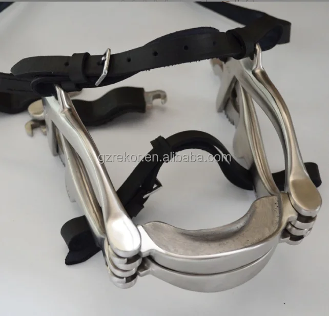 High quality Equine Dental Speculum Horse Mouth opener Gags veterinary instrument with Leather Plates