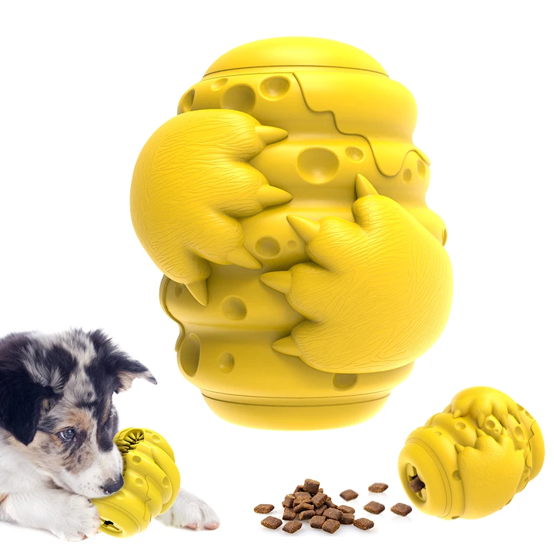 Bear Paw Honeycomb Eco Friendly Natural Rubber Indestructible Interactive Treat Dispenser Dog Chew Toy for Aggressive Chewer