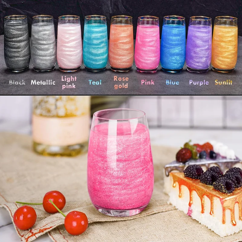 Food Coloring Mica Powder Food Grade Pearlescent Colors Edible Luster Dust for Cakes Drinks