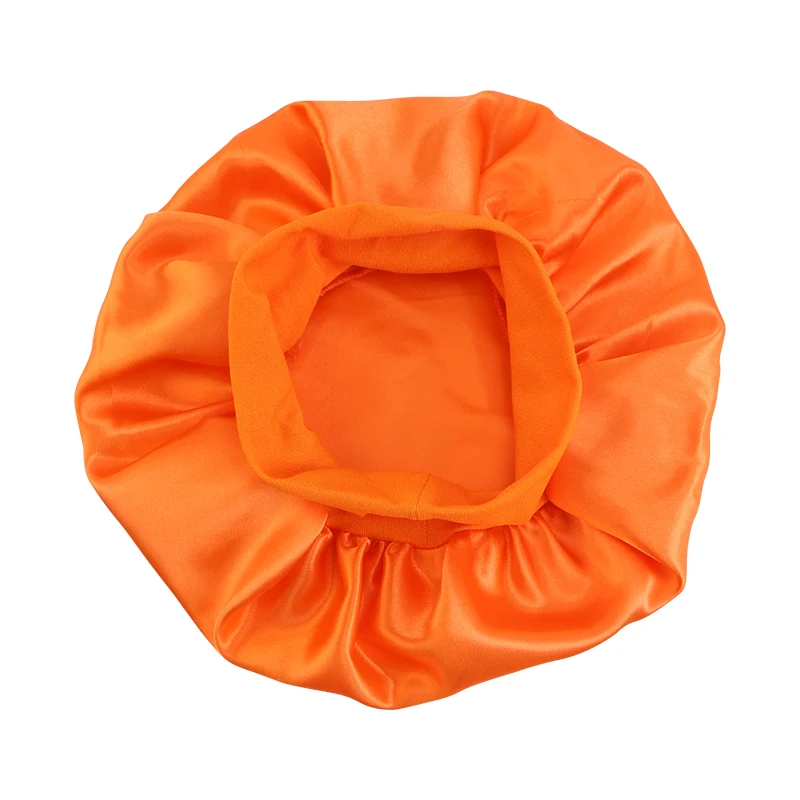Wholesale Custom Logo Hair Accessories Wide Band Baby Bonnet Solid Color Satin Bonnets Sleeping Cap For Kid
