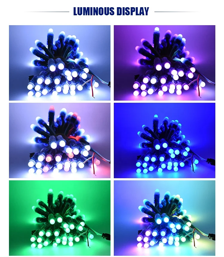 WS2811 IC Addressable RGB 12mm LED String Full Color 12V LED Pixels Module Waterproof IP68 Point Led Smart String Light