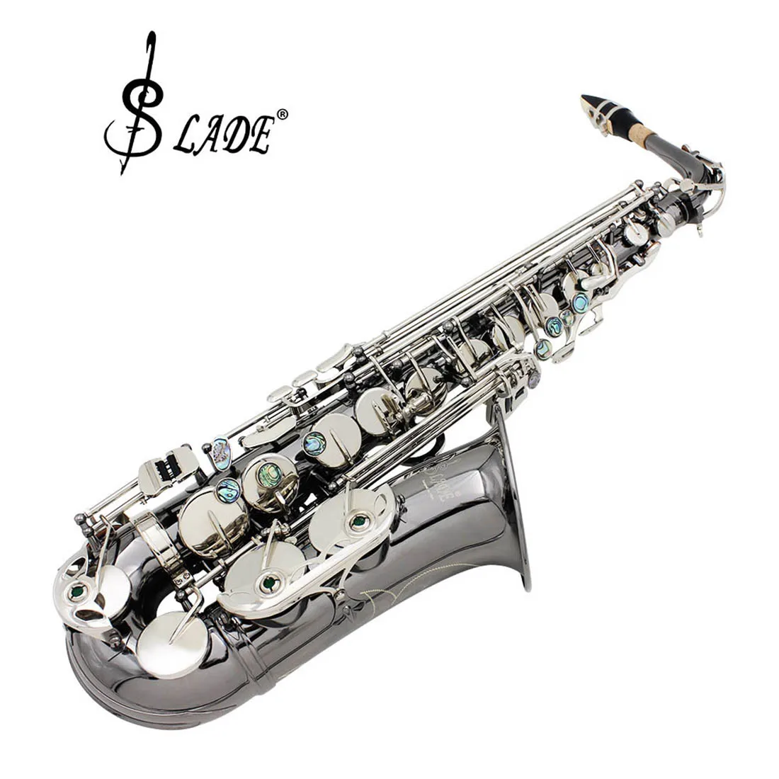 
SLADE brass wind instrument abalone button sax profissional Eb nickel plated black Alto saxophone 