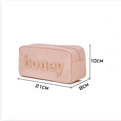 Custom Nylon Cosmetic Bag Designer Luxury Beauty Makeup Brush Bag Pink Terry Cloth Cosmetics Bag for Women