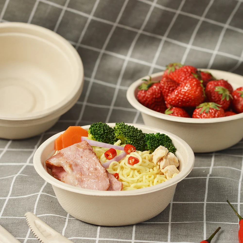 Eco-friendly Compostable Disposable soup bowls biodegradable bagasse pulp paper tableware