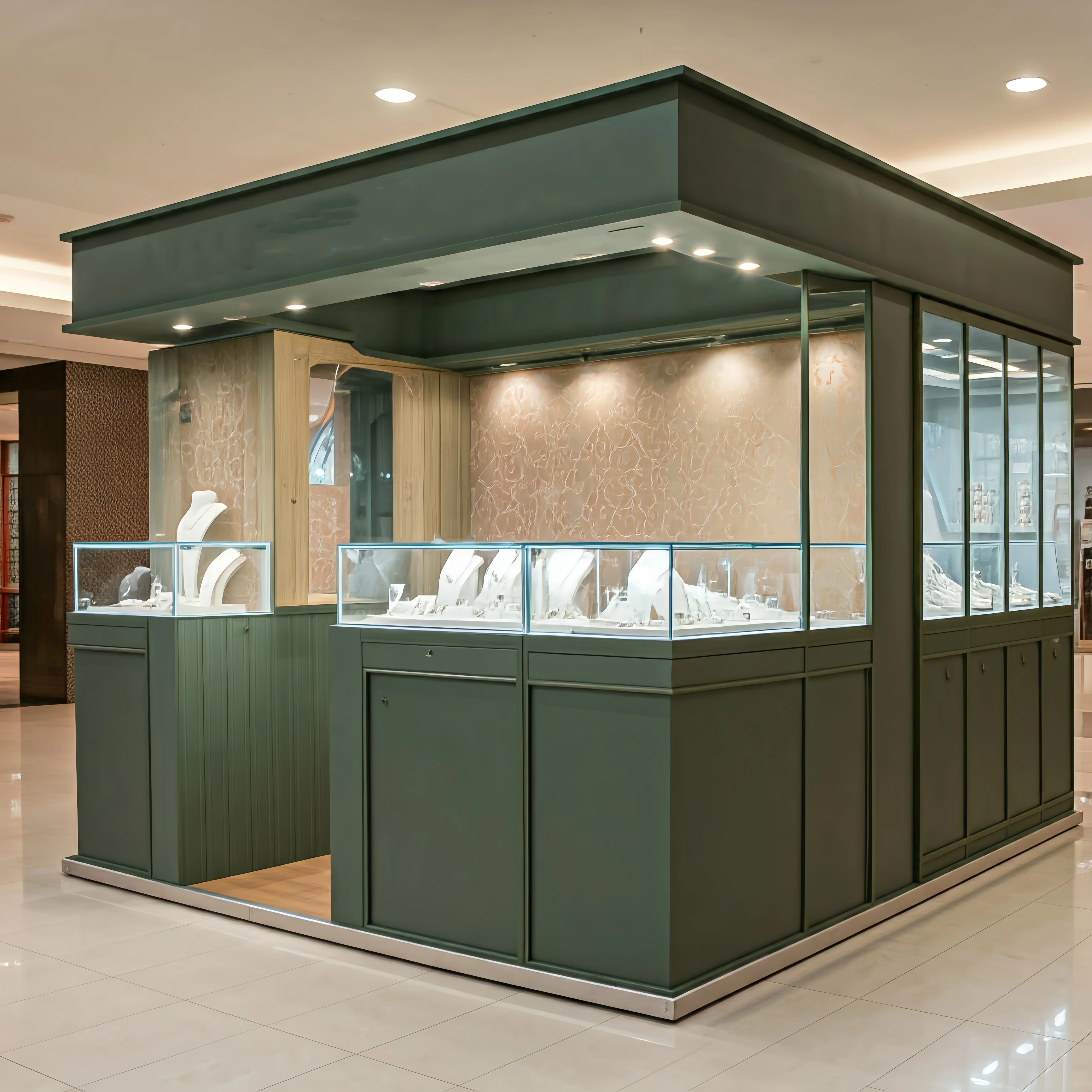 SUNDO luxury Diamond Jewelry brand counters custom logo material jewelry kiosk Fine Jewellery Display Area exhibitions booth