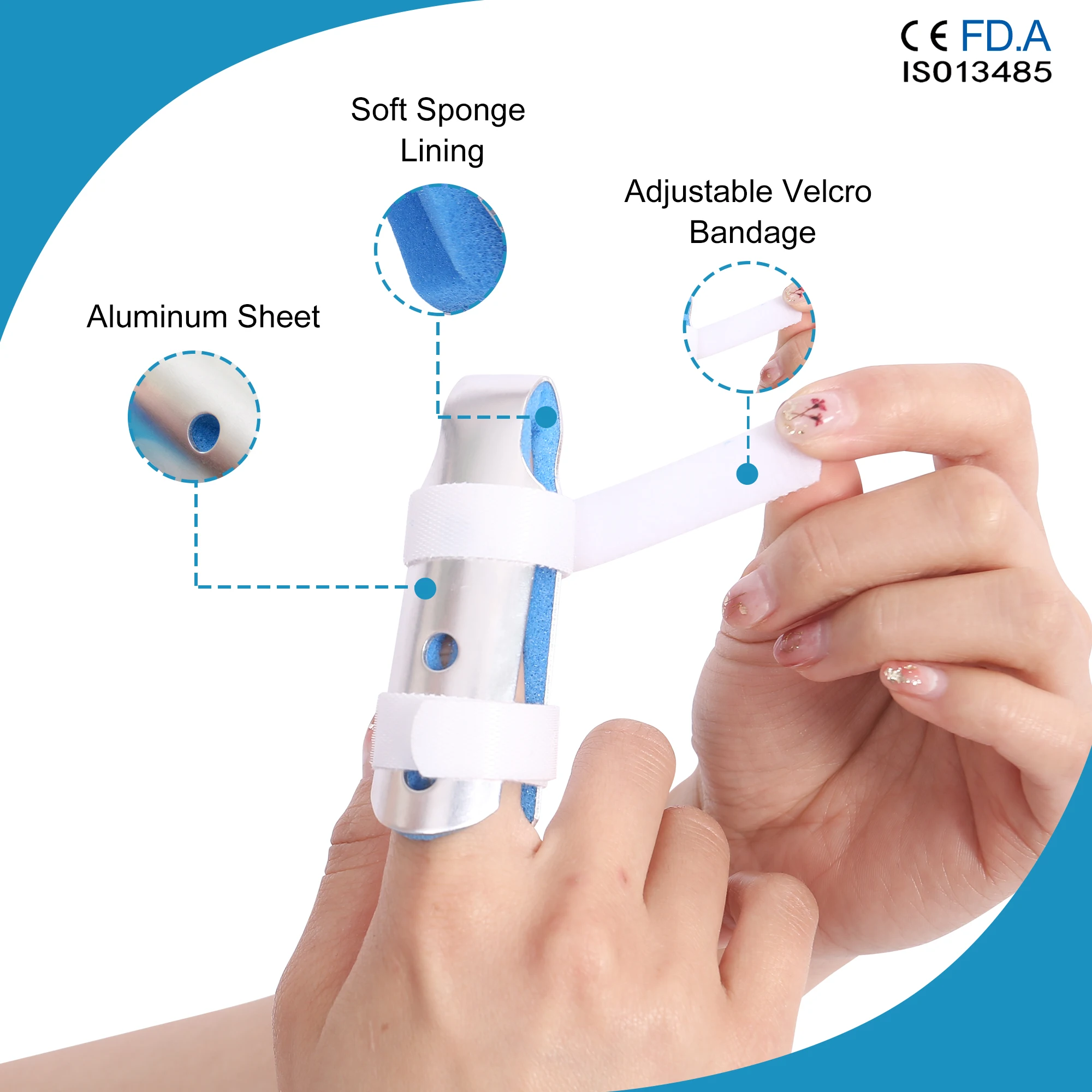 Adjustable Medical For Straighten Fracture Broken Aluminum Pinky Metal Middle Index Finger Splint Support