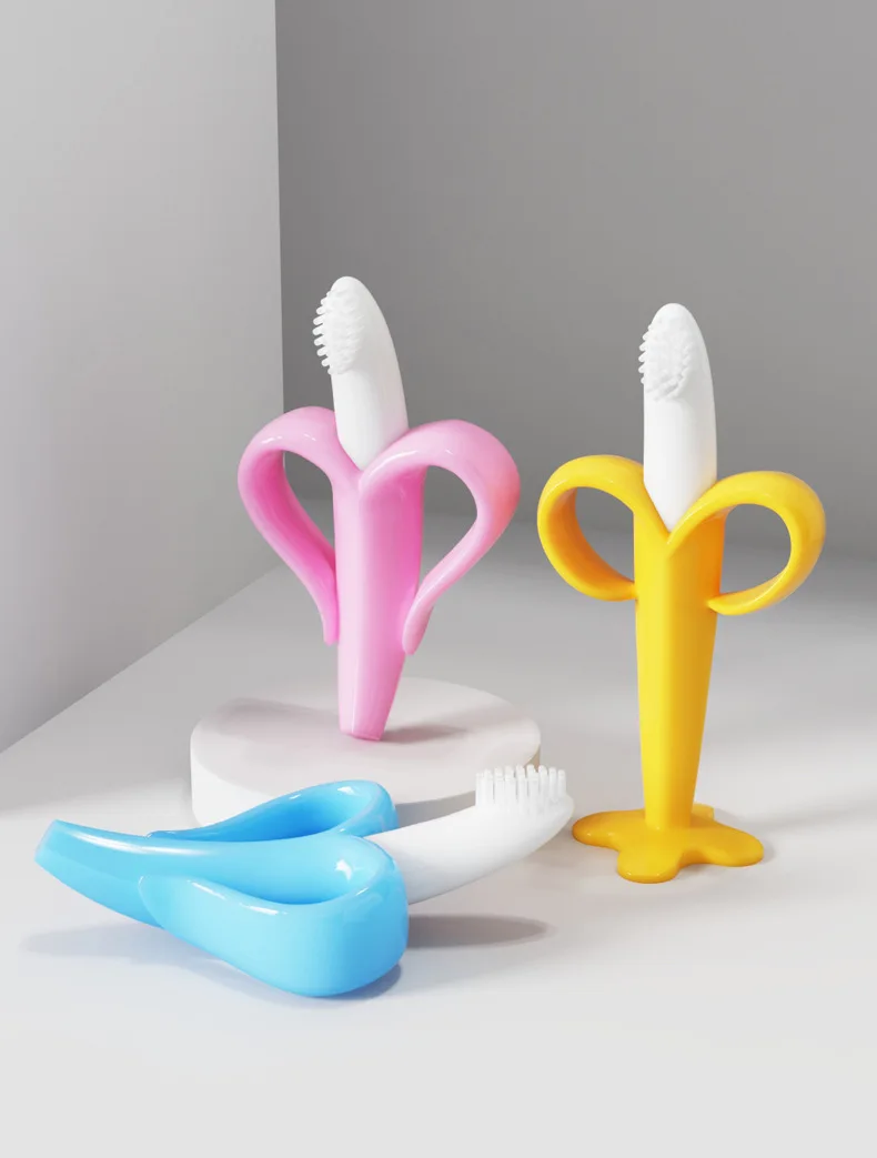 Silicone Baby banana Teether Toy for Infants 3+ Months BPA Free Anti-Drop Silicone  for Soothing Sore Gums Baby Chew Toys