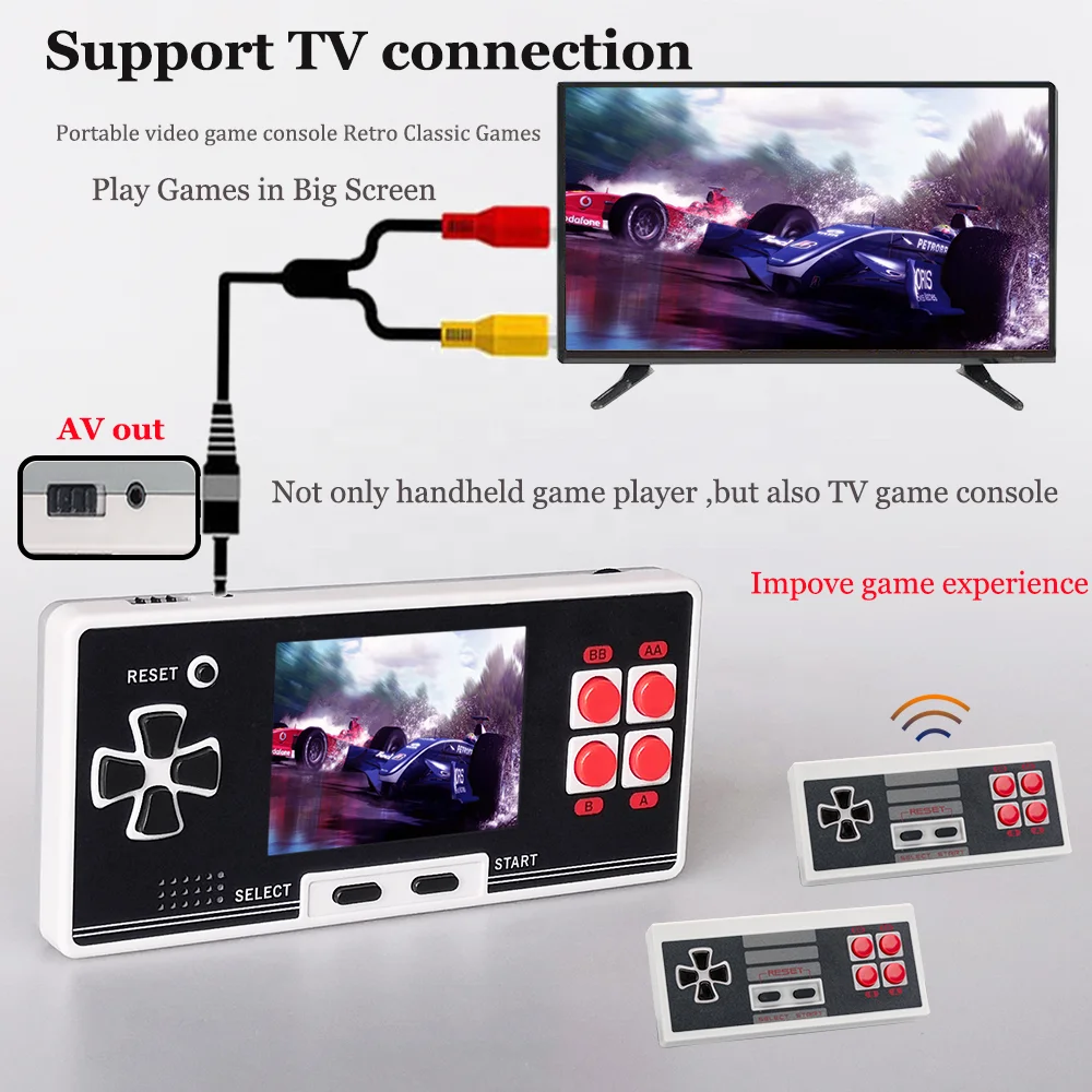 Wolsen 2.8 Inch Portable Handheld Game Players Built in 200 Retro Classic 8 Bit Console With Wireless Controller