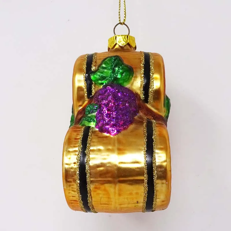 Factory wholesale hanging glass bauble stack of three wine barrel ornaments