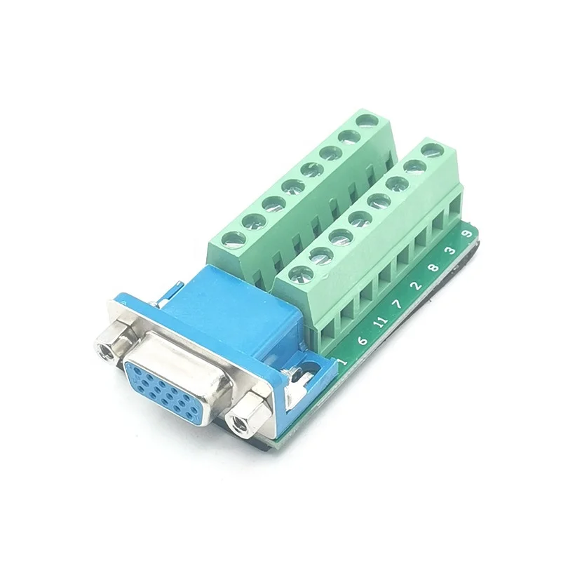 DB15-M2 VGA 15 Pin Plug Female Breakout Terminals Connectors 3 Line Parallel Port Female Adaption Terminal 3+4 3+6 3+9