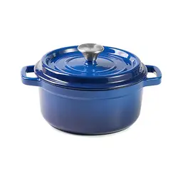 Round Casserole Dish - Cast Iron Ceramic Induction and Gas Safe Non Stick Dutch Oven Roasting Cooker - with Lid